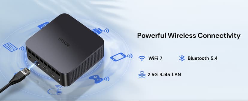 Reatan AI Oculink Mini Barebone PC AMD Ryzen 7 255 (8C/16T Upgraded 8745HS) Radeon 780M NO SSD & NO RAM & NO OS 8K Quad-Screen Display Desktop Gaming Mini Computers WiFi 7 BT:5.4 Built-in Speaker