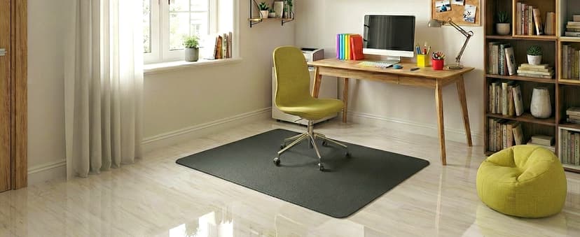 Office Rolling Chair Mat for Hardwood and Tile Floor, Black, Anti-Slip, Non-Curve, Chair Mat Best for Under The Computer Desk, 47 x 35 Rectangular Non-Toxic Plastic Protector, Not for Carpet