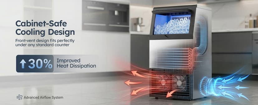 Mojgar Commercial Ice Maker Machine, 100lbs/24H with 33lbs Ice Storage Under Counter Ice Machine, Stainless Steel Built-in Freestanding Ice Maker Self-Cleaning for Home Bar
