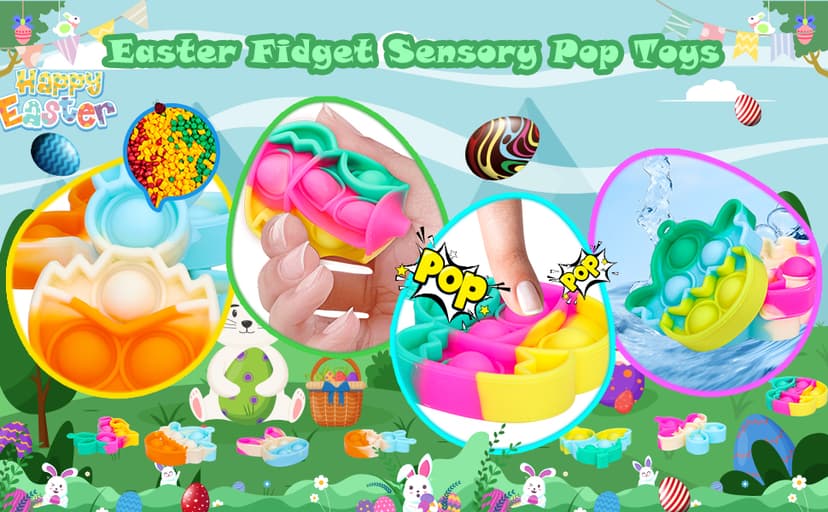 Easter Egg Fillers Basket Stuffers Mini Pop Keychain It Goodie Bag Stuffers Fidgets for Classroom Prizes Kids Party Supplies Easter Pop Fidget Toys Bulk Its Easter Party Favors for Kids 24 Pack Gifts B0DPLXDGMR