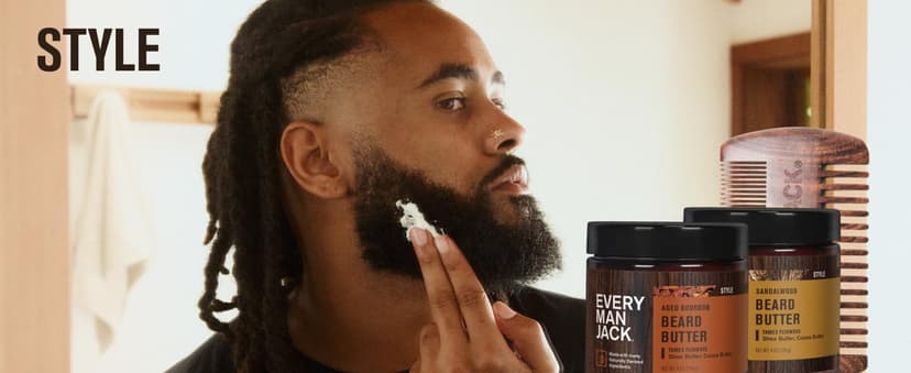 Every Man Jack Beard Essentials Gift Set for Men – Complete Routine with 5 Full-Size Essentials – Sandalwood Scent - Beard & Face Wash, Lotion, Oil, Butter & Comb