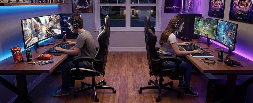 Desk Computer Gaming Chair - High Back Ergonomic Office Chair with Footrest and Lumbar Support, Swivel Comfy Home Gamer Video Game Chairs with Pocket Spring Cushion for Adults (White Leather)