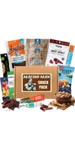 Macho Man Snack Pack Jerky Gift Box - High Protein Snacks for Men, Curated Beef Jerky Assortment Gift Box for Men, Husband, Dad, Boyfriend, Low Carb Keto