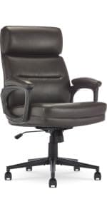 Serta Fairbanks Big and Tall Executive Office Chair - Ergonomic High Back Computer Desk Chair with Lumbar Support, Memory Foam Seat Cushion, Padded Armrests, Bonded Leather, 350 lb Capacity - Black