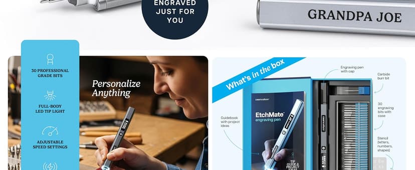 Cool Birthday Gift Ideas - Engraver Pen Tool - Teen Boy Gifts - Unique Gifts for Women, Teenage Girl - Craft Kits for Adults EtchMate Engraving Pen for Metal, Wood, Glass, Plastic & All Materials B0FRNNZZZH