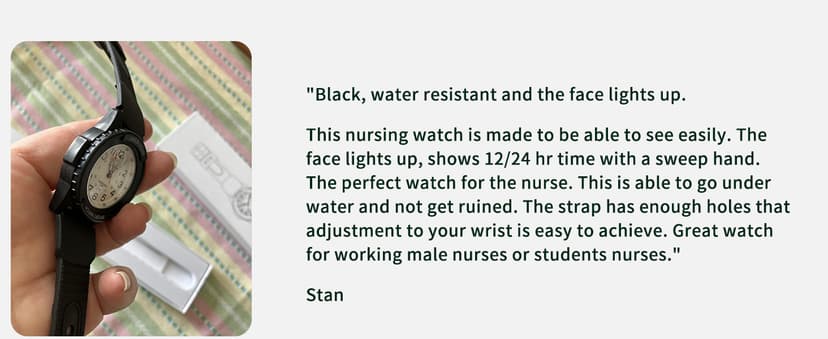TENOCK Waterproof Nurse Watch for Medical Professionals Students Women Men, Night Light, 12/24 Hour Military Time Easy to Read Dial, Second Hand Watch for Nursing Day Gifts