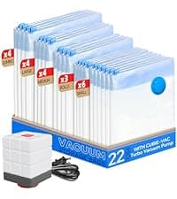 Vacuum Bags for Travel with Rechargeable air Pump, 15 Pack Carry-on Size Compression Packing Bags for Luggage and Suitcase, Space Saver for Clothes and Clothing Travel