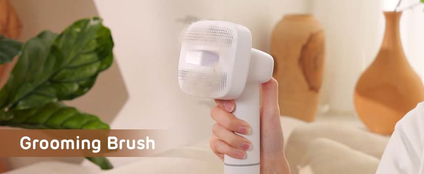 Dog Grooming Vacuum Kit - 3L Vacuum with 7 Tools, Low Noise Electric Clipper and Brush for Pet Shedding at Home, White