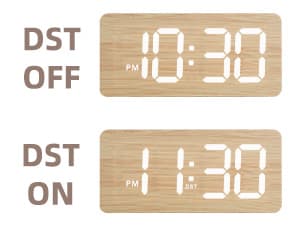 uscce Wooden Digital Alarm Clocks for Bedrooms: Dimmable Dual Alarm Clock with Large Numbers for Bedside Desk - Loud Alarm for Heavy Sleepers with Volume Control - Wood Decor & Gifts