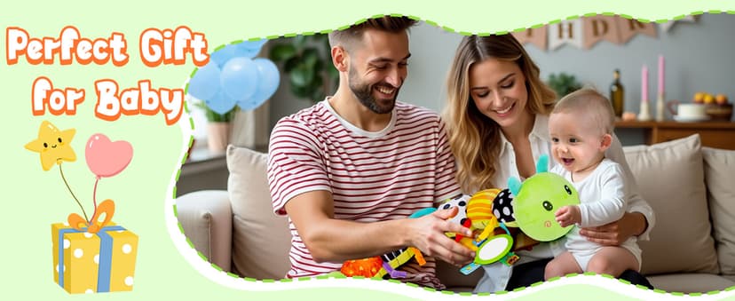 Baby Sensory Toy 0-6 Month Music Animal Stuffed Plush Caterpillar Toy for Infant 0-3-6-12 Month Old Tummy Time with Baby Mirror Crinkle Rattle Carseat Toys for Newborn Boys Girl Shower Gifts