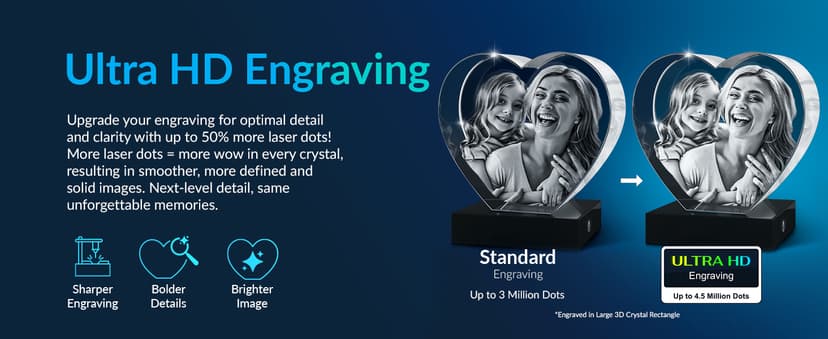 ArtPix 3D Crystal Photo, Personalized Gifts for Women, Wife, Men, Mom, Father, Her, Him, Dad, Grandpa, Great Customized Gift with Your Own Photo, Custom Glass 3D Laser Etched Picture Wedding - Heart