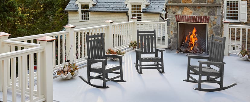 SERWALL Outdoor Rocking Chair Set of 2, HDPE Rocking Chairs for Adult, All Weather Porch Rockers for Lawn Garden, Grey