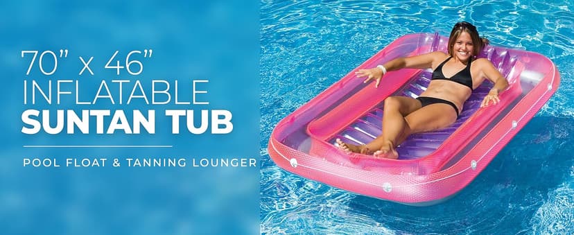 SWIMLINE Suntan Tub, Classic Inflatable Tanning Lounge Float with Adjustable Pillow, 71" Long - Outdoor Floating Lounger for Lake, River, Beach & Swimming Pool, Includes Rope Surround & Repair Patch