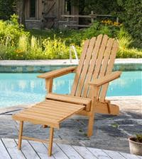 Yaheetech Folding Adirondack Chair Set of 6 Outdoor, 300LBS Solid Wood Garden Chair Weather Resistant, Fire Pit Lounge Chairs for Garden/Yard/Patio/Lawn, Natural Wood
