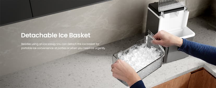 Kismile Nugget Ice Makers Countertop,Portable Ice Machine with Crushed Ice, 35lbs/Day,Self-Cleaning,One-Click Operation for Home Use(Silver)