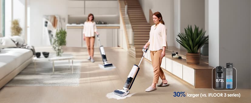 Tineco iFLOOR 5 Breeze Complete Wet Dry Vacuum Cordless Floor Washer, One-Step Cleaning for Hard Floors, Edge Clean, Auto Self-Cleaning, Lightweight & Cordless Design