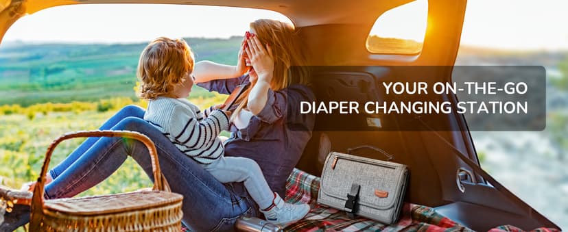 Portable Diaper Changing Pad for Baby, Detachable Travel Changing Pad with Baby Wipes Pocket, Gifts for Baby Shower, Newborn Girls and Boys (Grey)