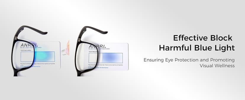 ANRRI Blue Light Blocking Glasses, Anti Eyestrain Lens Lightweight Frame Eyeglasses, Black, Men/Women