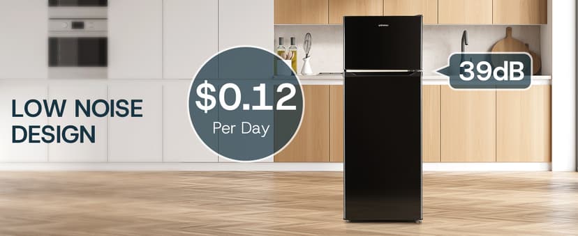 Upstreman 7.7 Cu.Ft. Refrigerator with Freezer, Double Door Fridge, Adjustable Thermostat, Large Capacity, Reversible Door Swing, Refrigerator for Apartment, Office, Dorm, Black(BD75)