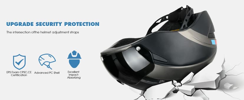 Shinmax Bike Helmet for Men Women, Bicycle Helmet with Detachable Magnetic Goggles Adjustable for Adult Road Biking Mountain Cycling Helmet
