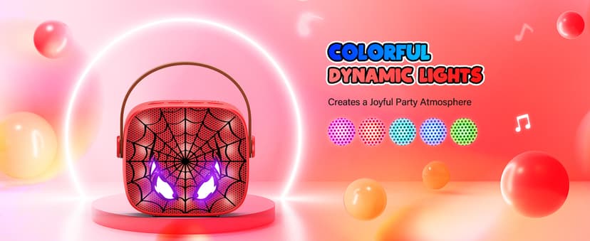 Mini Karaoke Machine Toys Gifts: Kids Toys Christmas Birthday Gifts for 4 5 6 7 8 9 Years Old Girl Boy Stocking Stuffers LED Portable Bluetooth Speaker with 2 Wireless Microphone Girl Gift Age 3-12+