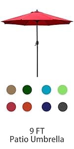 Sunnyglade 7.5' Patio Umbrella Outdoor Table Market Umbrella with Push Button Tilt/Crank, 6 Ribs (Tan)