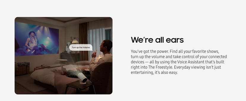 Samsung 30” - 100” The Freestyle 2nd Gen with Gaming Hub Smart Portable Projector, FHD, HDR, Big Screen Home Theater Experience, 360 Sound, SP-LFF3CLAXXZA, 2023 Model