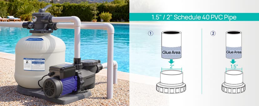AQUASTRONG In/Above Ground Pool Pump, High Flow (Dual Speed with Timer, 2HP, 115V, 5186 GPH)