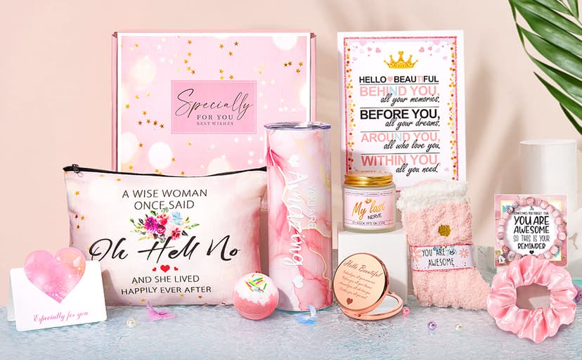 Gifts for Women,Birthday Gifts for Women Friendship,Spa Gifts Basket with Wine Tumbler,Gift Set for Women,Self Care Gift Idea for Mom,Her,Female Friend,Sister,Wife,Unique Gifts for Women