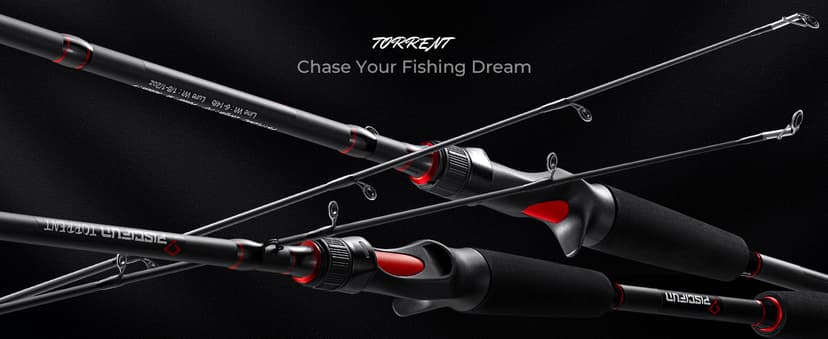 Piscifun Torrent Fishing Rod, IM6 Carbon Baitcaster Rod & Spinning Rod, High Sensitive Lightweight Casting Rod & Spinning Fishing Rod, Zirconium Oxide Rings, 2 Pieces Baitcast Rod & Spin Rod