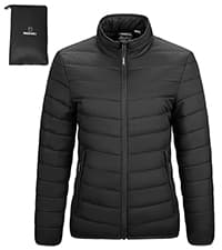 Outdoor Ventures Women's Packable Lightweight Full-Zip Puffer Jacket with Hood Quilted Winter Coat
