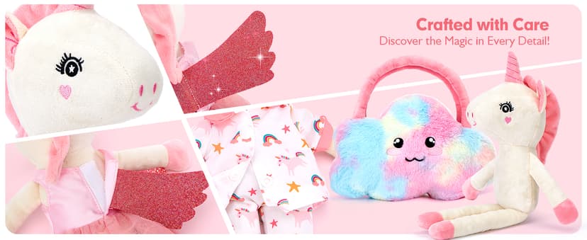 Ballet Dress up Doll with Plush Bag, 4 Year Old Girl Birthday Gifts 5 Year Old Kids Present, Airplane Travel Soft Plush Unicorns Toys for Girls Age 4-6, Ballerina Doll Stuffed Animal Girl Toy 4-5 B0DJQQY2YM