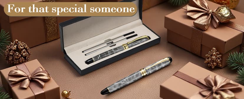 Luxury Ballpoint Pens Black Ink 0.5mm Medium Point Work Pen Smooth Writing,Elegant Fancy Nice Gift Pen Set for Signature Executive Business Office Supplies - Gift Boxed with Extra Refills