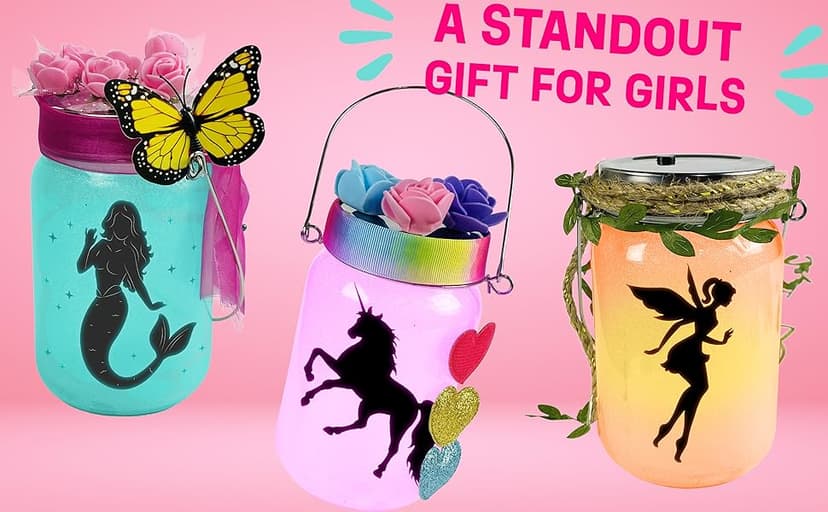Light-up Unicorn Fairy & Mermaid Lanterns Craft Kit – Christmas Gifts for 8 9 10 11 12 Year Old Girls - Creative Art Girl Toys 8-10 Years Old and Up - Craft Kits for Girls Ages 8-12 - Tween Gift Ideas