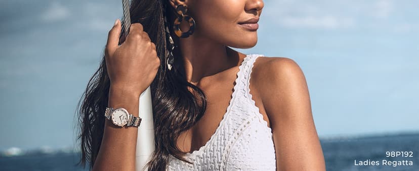 Bulova Ladies' Classic Diamond 3-Hand Automatic in Stainless Steel, Mother-of-Pearl Dial and Open Aperture Dial