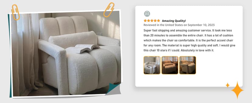 LOULENS Lambswool Accent Chair, Modern Upholstered Sherpa Accent Chair, Comfy Teddy Single Armchair with Pillow for Living Room, Bedroom (Beige, Backrest Under The Cushion)