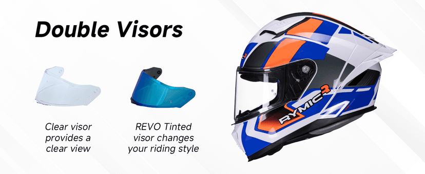 SR6 Full Face Motorcycle Helmet, Equipped with Clear & Multicolour Visors DOT Approved Street Racing Helmet