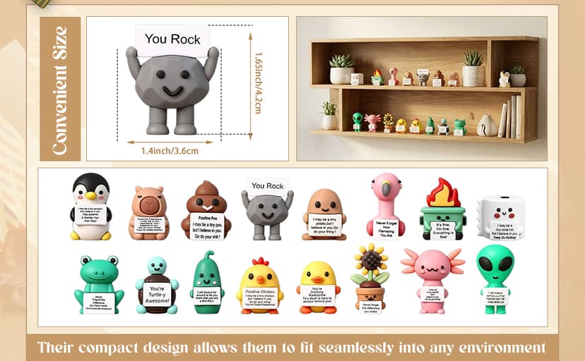 Desktop Ornaments, Christmas, Valentine's, Inspirational Gifts, for Employees, Coworkers, Staff, Teachers, Teams, and Friends Gejoy 16 Pcs Mini Rubber You Rock Figures Positive Gifts, 16 Style Novel B0FQNZSM8V