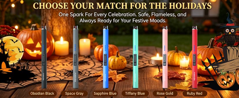 FUKKUDA Electric Candle Lighter, Rechargeable USB Arc Lighter for Candles, Fireplace, Camping BBQ, Christmas Stocking Stuffers, Birthday, Valentines Day and Easter Gifts for Women Men (Obsidian Black) B08GLRLH25