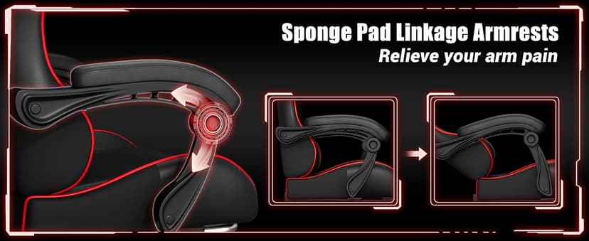 Czlolo Gaming Chair with Footrest Racing Style Lumbar Support Massager Video Game Chair with Metal Legs, High Back Reclining Gamer Chair with Headrest, 360° Swivel Office Computer Desk Chair (Red)