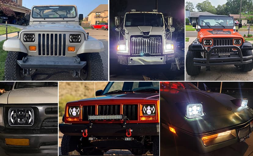 YUGUANG 5x7 7x6 LED Headlights, H6054 LED Headlights Hi/Low Beam DRL Amber Turn Signal DOT Approved Compatible with Wrangler YJ XJ Cherokee Truck Van, 2PCS