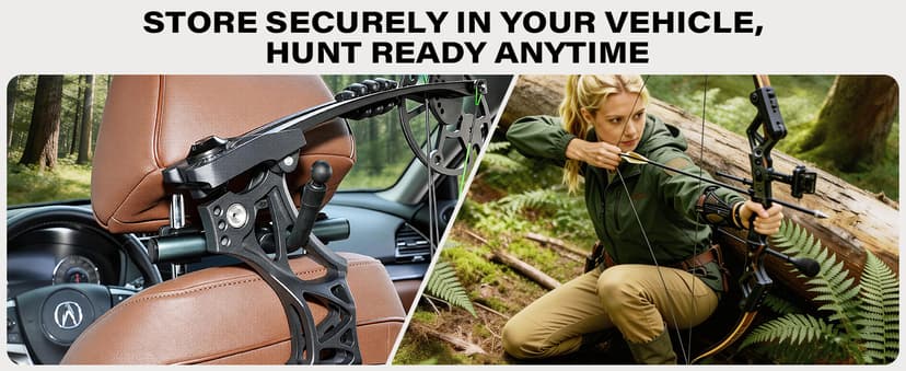 A2C Bow Hanger for Truck, Aluminum Headrest Bow Hanger Set with 6.5" Foldable Arm to Hold & Protect Bow, Truck Bow Holder Holds Recurve/Compound Bows & Hunting Gear fits Truck/SUV/Car