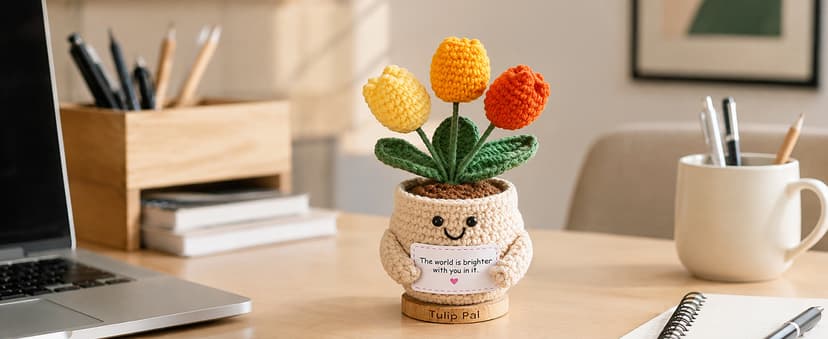 Positive Crochet, Appreciation Gifts for Coworkers, Employees, Boss, Friends, Nurses, Teachers, Retirement, Farewell (Orange) INSPRING Thank You Gifts for Women, Emotional Support Crochet Tulips Flower B0HC3DHJYS