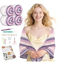 Katech Crochet Kit for Beginners, Beginner Crochet Kit for Adults-Crochet Kits Includes Crochet Hooks Knitting Bag Crochet Yarn for Crocheting Instruction Knitting Kit Crochet Supplies Gift