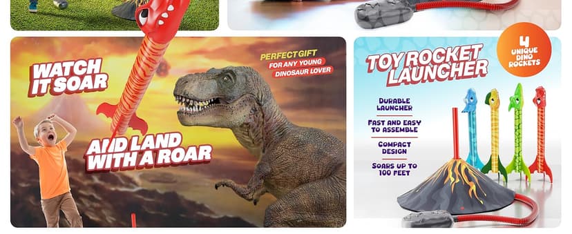 Ninja Blast Dinosaur Toy Rocket Launcher for Kids Toys for Kids 3-5 5-7 4-6 - Outdoor Toys for Kid Ages 4-8 - 3 4 Year Old Boy Birthday Gift - Gifts for Boys Age 3 4 5 6 Years Toy for Toddlers