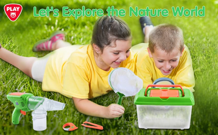 PLAY Bug Catcher Kit,Outdoor Toys for Kids Ages 4-8 8-12,Bug Catcher Vacuum with Critter Habitat Case,Butterfly net,Magnifying Glass,Toddler Outside Toys for 3 4 5 6 7 8+ Year Old Boys Birthday Gift