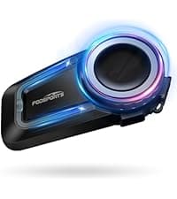 Fodsports FX4 Pro Motorcycle Bluetooth Headset, 4 Riders Group Motorcycle Intercom, 1200m Helmet Communication System with Hi-Fi Music/FM/Auto Call/Voice Control, Universal Pairing(Blue FX4 Dual)