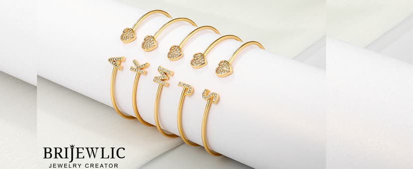 Adjustable Open Cuff Bracelet, Dainty Letter Jewelry, Daughter Sister Bridesmaid Friend, Birthday Christmas Graduation Gift Gold Bracelets for Women Teen Girls, 14K Gold Plated Initial Heart Bangle B0BN2VW1K4