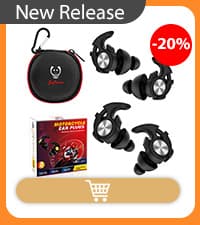 Motorcycle Ear Plugs for Wind Noise Reduction, Keep Comms Clear, Comfort Under Helmet & Prevent Hearing Damage, Noise Canceling 25 dB, Reusable Earplugs for Motorbike, Touring, Racing, Shooting
