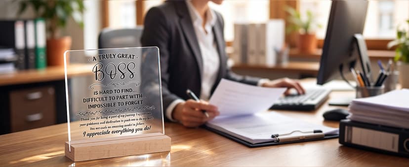 Gifts for Boss Female, Acrylic Plaque Decor Birthday Thank You Gifts for Women Men Office Decor Boss Gifts for Women, 5.5 x 5.9" Acrylic Plaque Gift for Boss Women Man B0H8B3XHLP